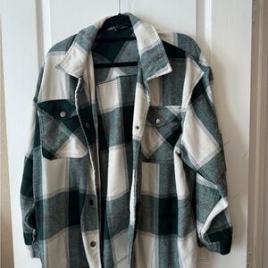 Women's Green Plaid Shacket Jacket - Unbranded